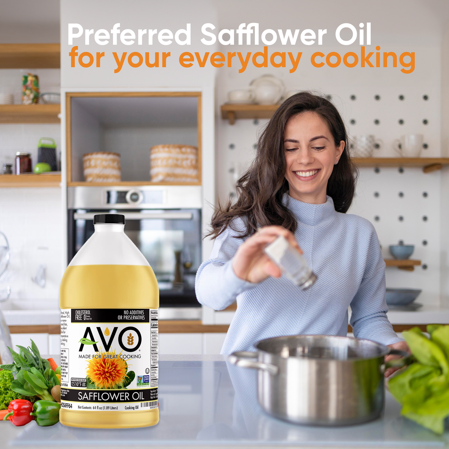 AVO Naturally Processed NON-GMO High Oleic Safflower Oil, 64 fl oz