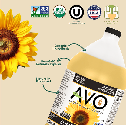 AVO NON-GMO High Oleic Sunflower Oil for General Cooking - 1 Gallon