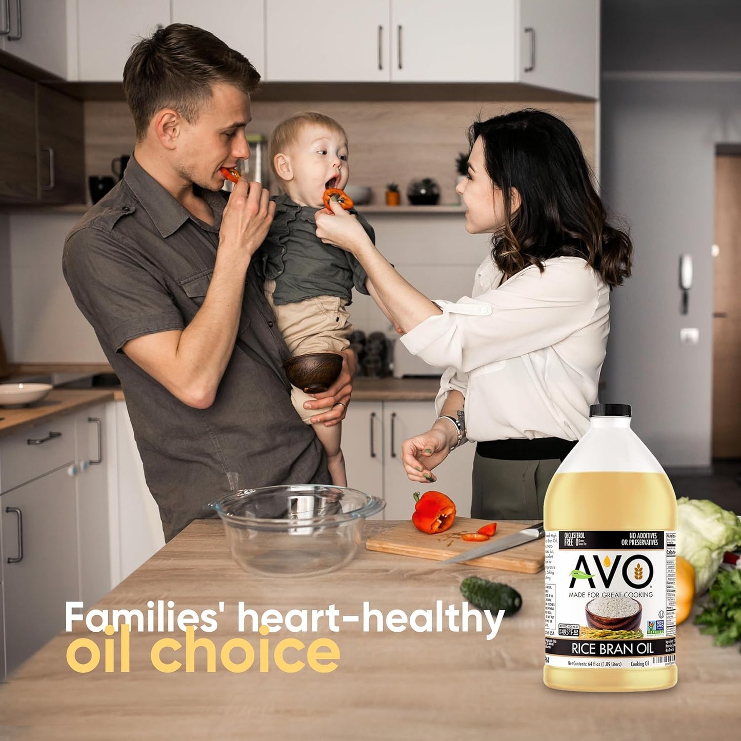 AVO NON GMO 100% Rice Bran Oil, 64 fl oz, No Preservatives Added