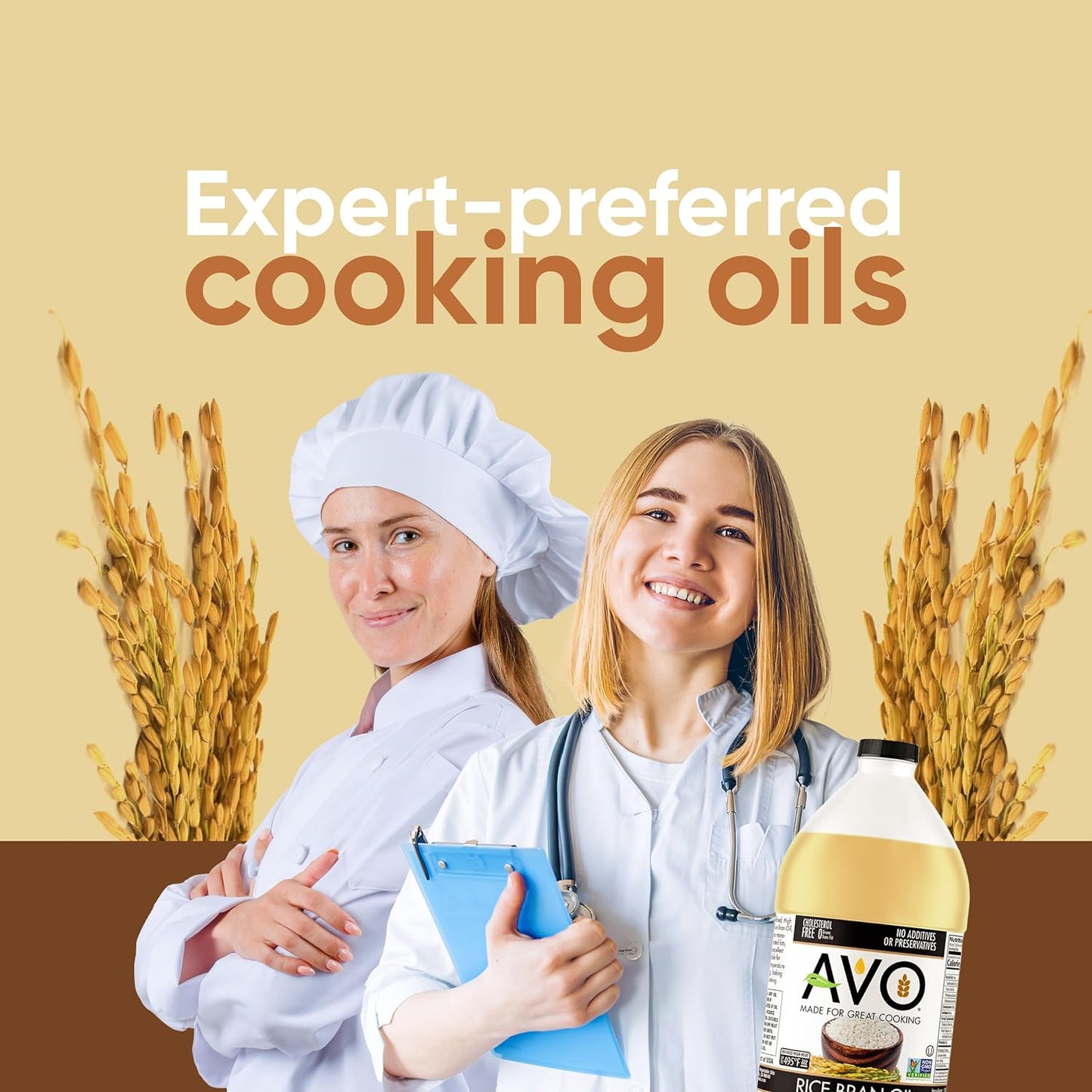 AVO NON GMO 100% Rice Bran Oil, 64 fl oz, No Preservatives Added