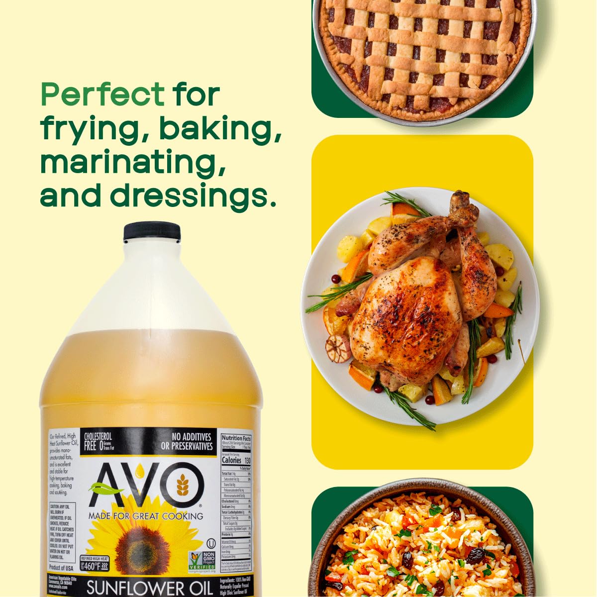AVO NON-GMO High Oleic Sunflower Oil for General Cooking - 1 Gallon
