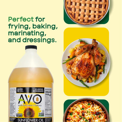 AVO NON-GMO High Oleic Sunflower Oil for General Cooking - 1 Gallon