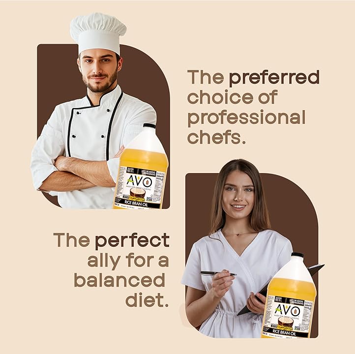AVO NON GMO 100% Rice Bran Oil, 1 Gallon, No Preservatives Added