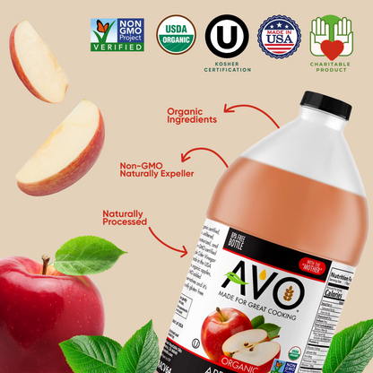 AVO Naturally Processed ORGANIC NON-GMO Apple Cider Vinegar with the Mother – Raw, Unfiltered, Unpasteurized All Natural Ingredients, 2pk 64 FL Oz