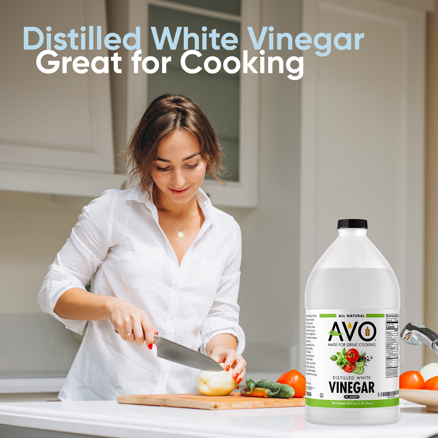 AVO Half Gallon (64 fl oz) Pure Natural Distilled White Vinegar - 5% Acidity