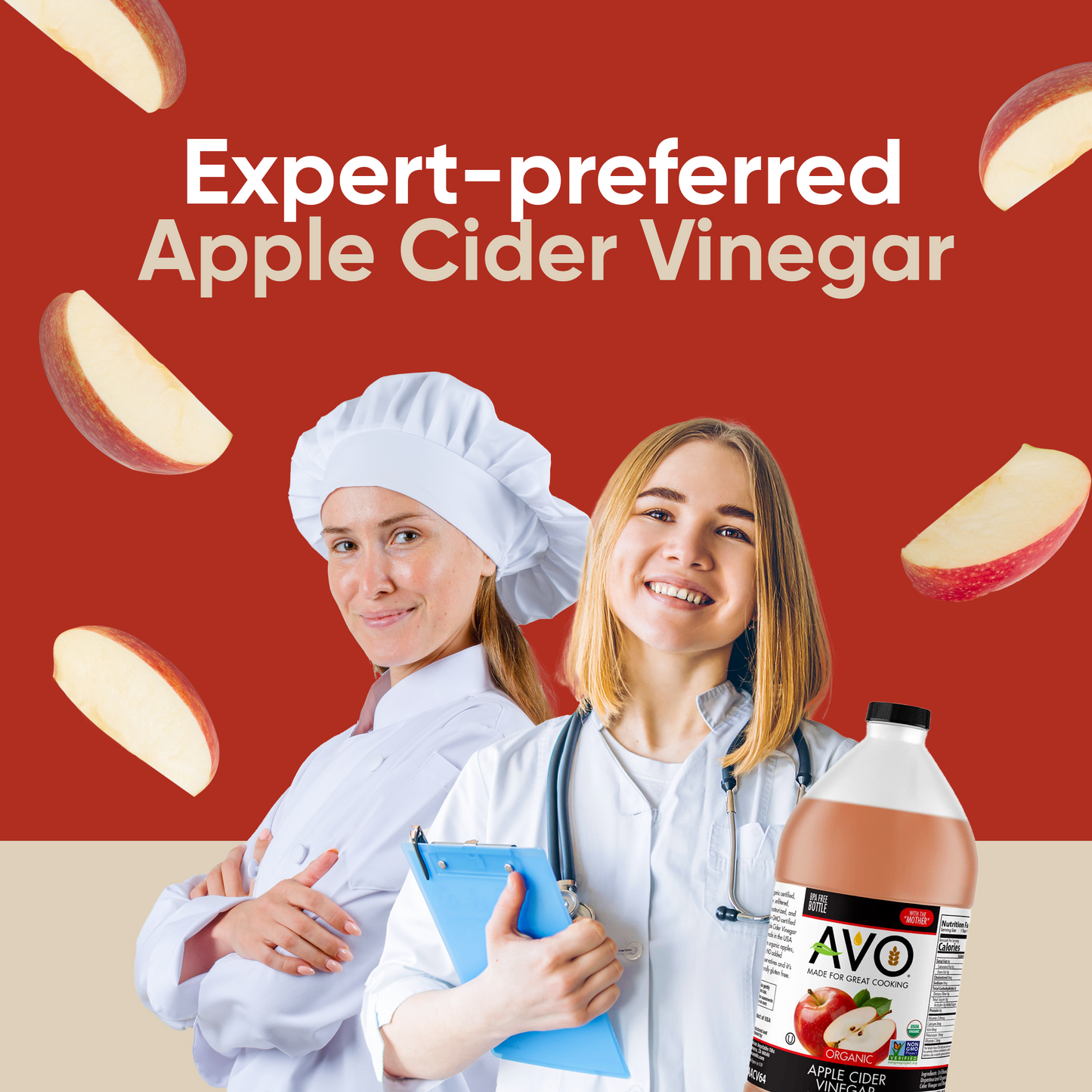 AVO Naturally Processed ORGANIC NON-GMO Apple Cider Vinegar with the Mother – Raw, Unfiltered, Unpasteurized All Natural Ingredients, 2pk 64 FL Oz