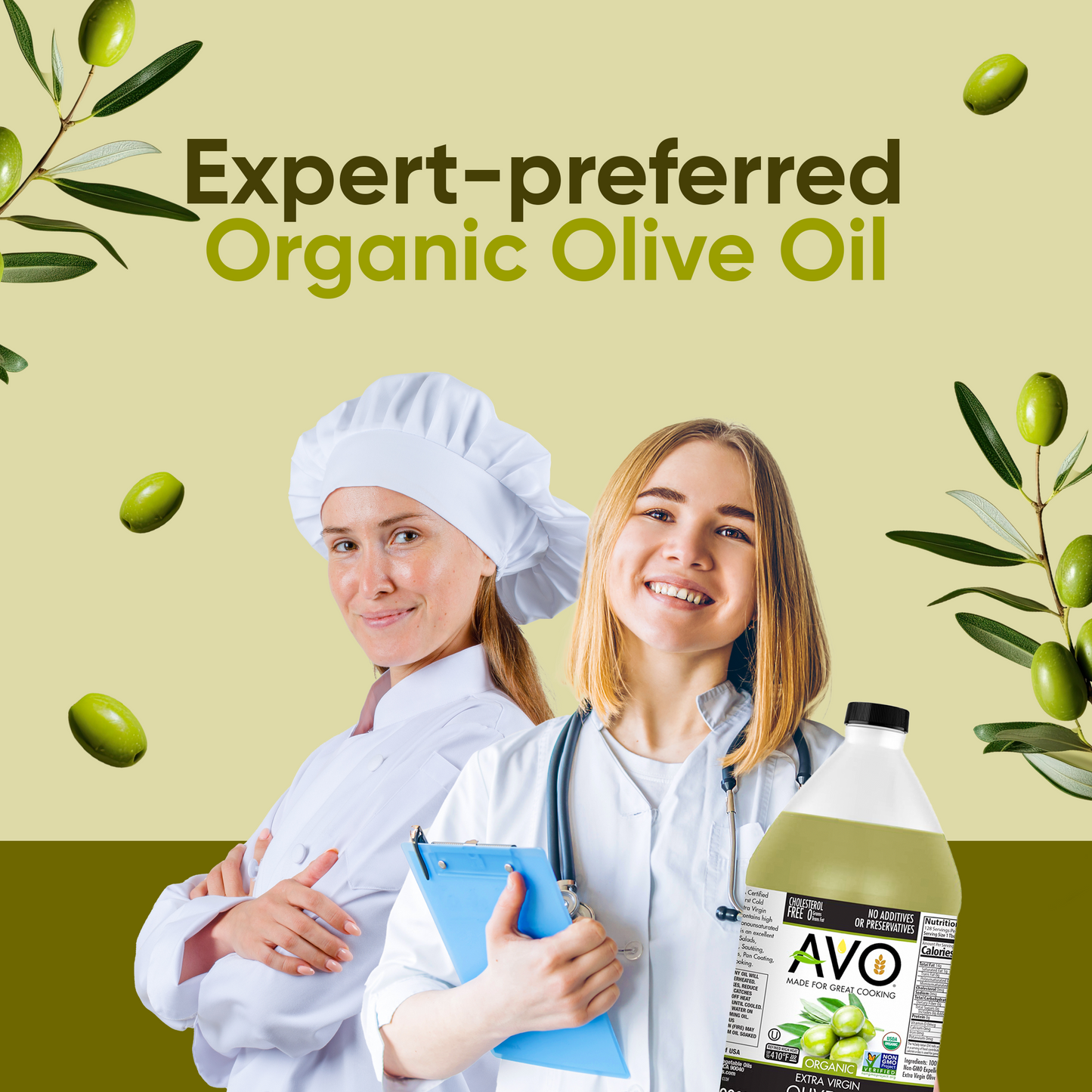 AVO ORGANIC 100% EXTRA VIRGIN OLIVE Oil, 64 Fl-oz (Half Gallon) NO preservatives added