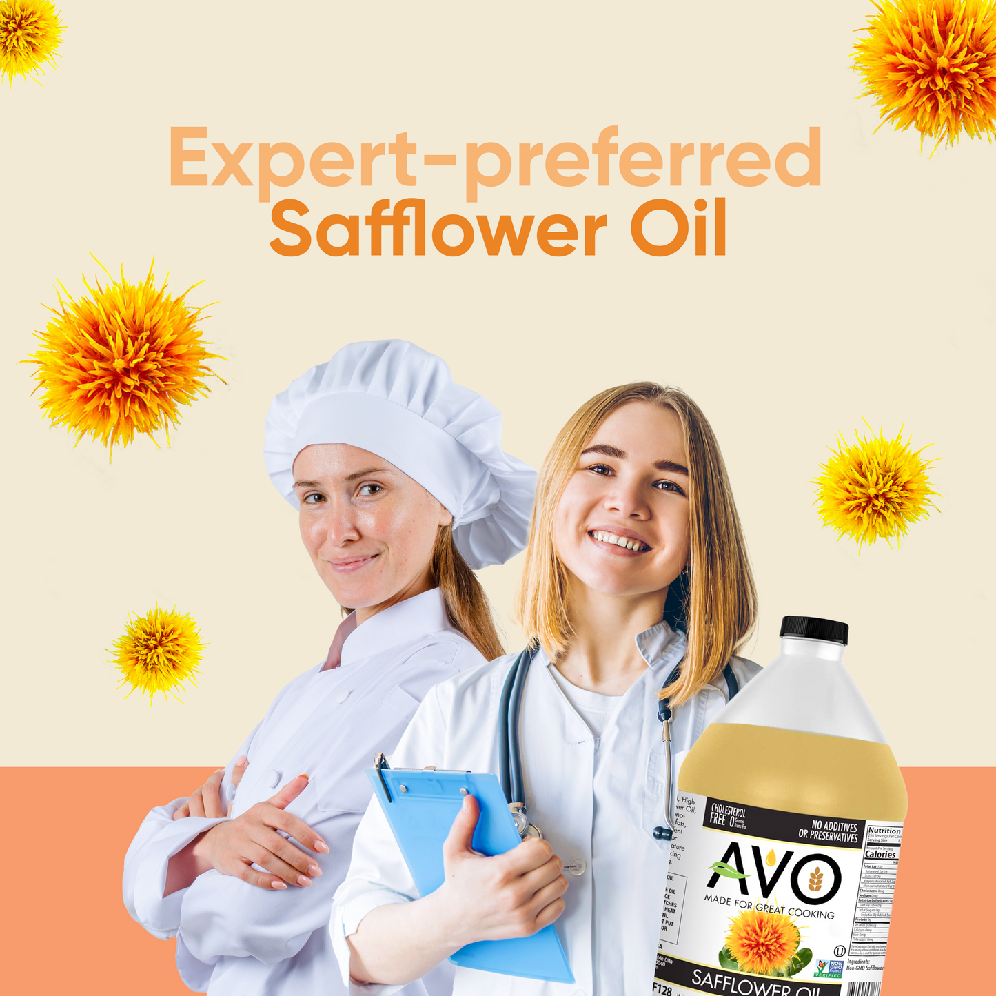 AVO Naturally Processed NON-GMO High Oleic Safflower Oil, 1 Gallon