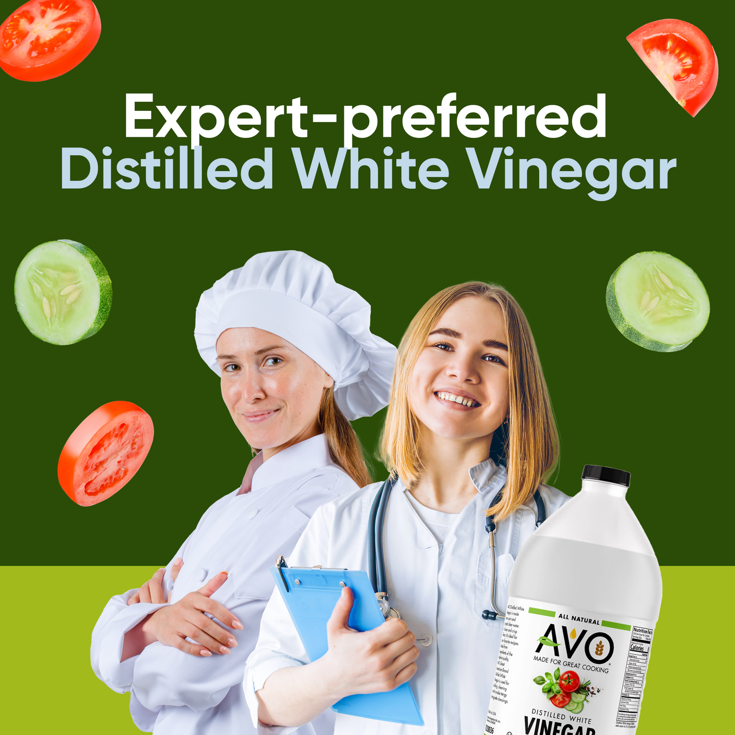 AVO Half Gallon (64 fl oz) Pure Natural Distilled White Vinegar - 5% Acidity