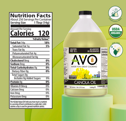 AVO NON-GMO Certified Expeller Pressed Canola Oil - 1 Gallon