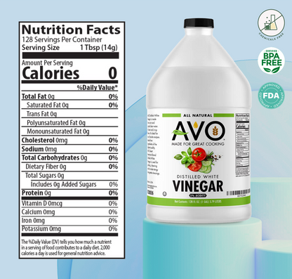 AVO 1 Gallon (128 oz) Pure Natural Distilled White Vinegar - 5% Acidity