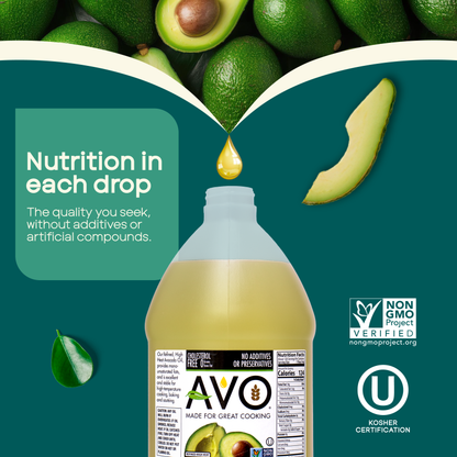 AVO NON GMO 100% Avocado Oil, 64 Fl-oz, NO Preservatives Added