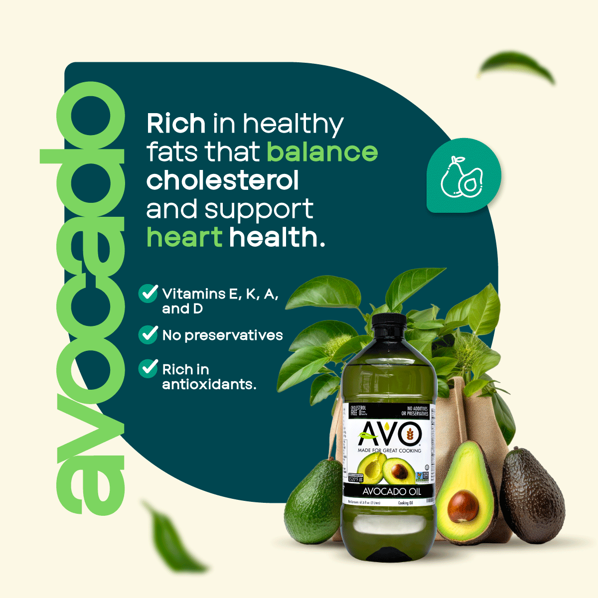 AVO NON GMO 100% Avocado Oil, 67.7 Fl-oz, NO Preservatives Added