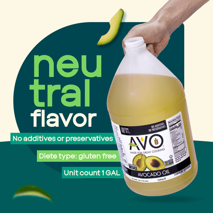 AVO NON GMO 100% Avocado Oil, 1 Gallon 128 Fl-oz, NO Preservatives Added