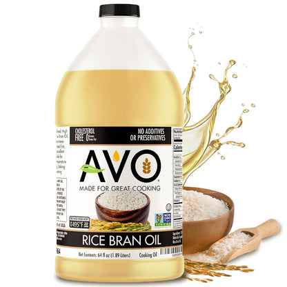 AVO NON GMO 100% Rice Bran Oil, 64 fl oz, No Preservatives Added