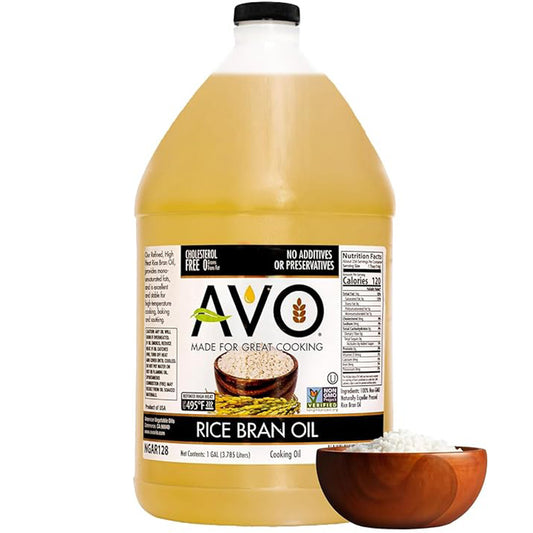 AVO NON GMO 100% Rice Bran Oil, 1 Gallon, No Preservatives Added