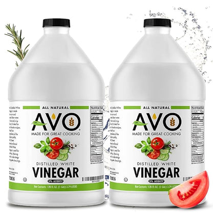 AVO 1 Gallon (128 oz) Pure Natural Distilled White Vinegar - 5% Acidity (2 pack)