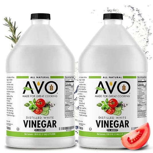 AVO 1 Gallon (128 oz) Pure Natural Distilled White Vinegar - 5% Acidity (2 pack)