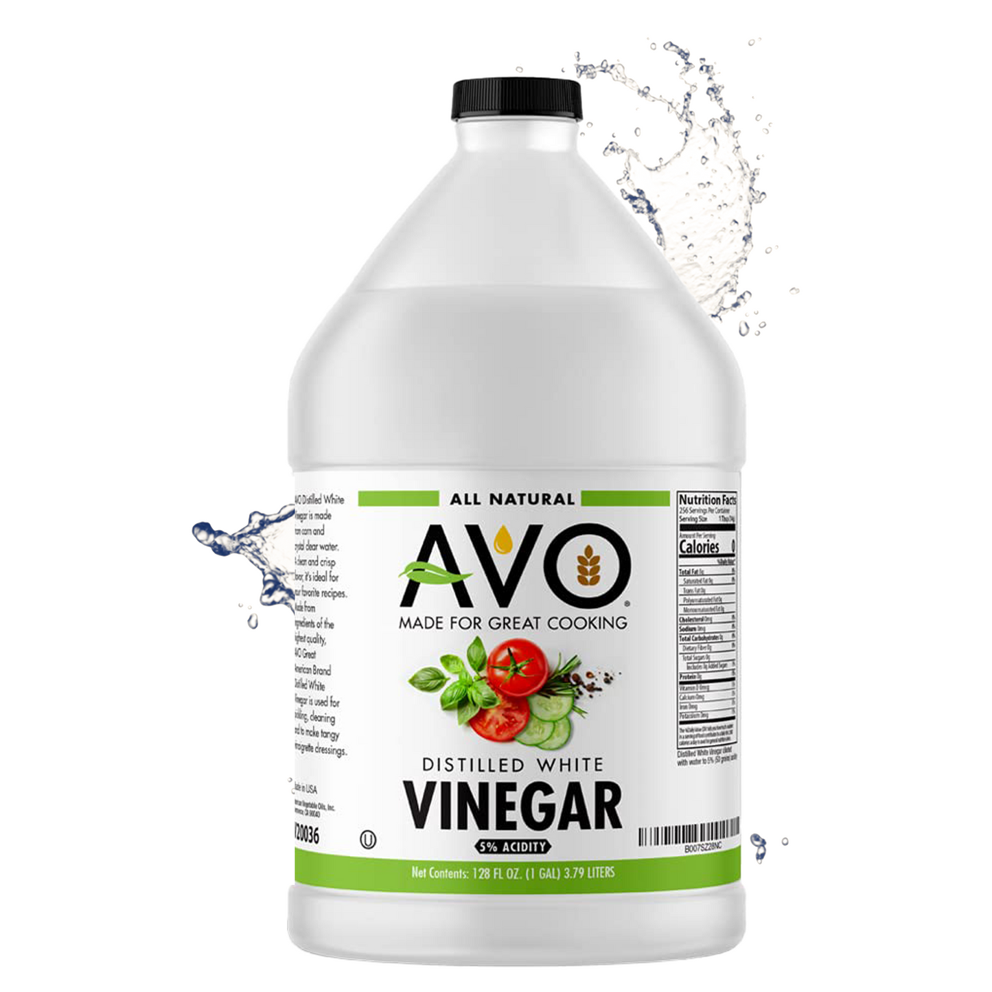 AVO 1 Gallon (128 oz) Pure Natural Distilled White Vinegar - 5% Acidity