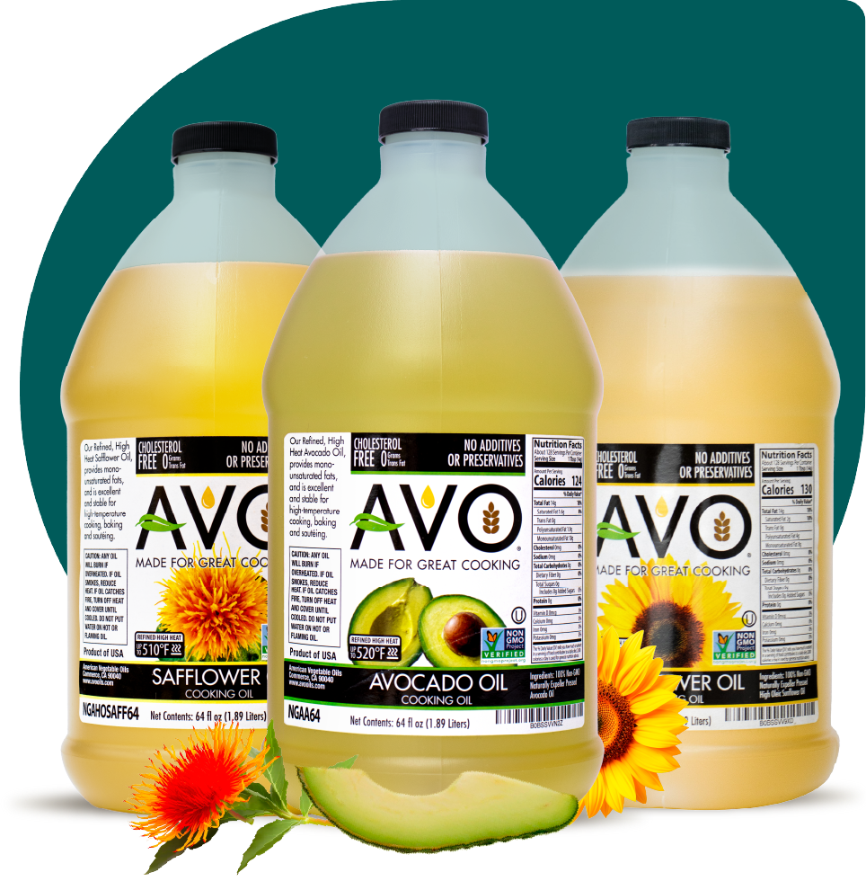 AVO cooking oil bottles – Safflower, Avocado, and Sunflower